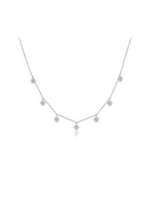 ANDYWEN 1 套 925 纯银太阳吊坠耳环和项链休闲优雅珠宝适合女士日常佩戴