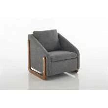 Yabihome Chenille Fabric Modern Upholstered Armchair With Wooden Side Frame , Accent Leisure Chair With Cushioned Seat And Backrest For Living Room, Bedroom