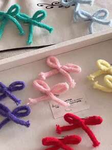 10pcs Assorted Color Fuzzy Bow Decorations (Random Color), DIY Craft Supplies For Socks, Shoes, Hats, Hair Accessories, Home Decor Bows Gifts Birthday Graduation