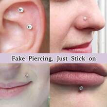 CIZME Ensemble de 160 à 450 pièces/set Faux clou de nez, faux anneau de nez, clou de nez auto-adhésif sans perçage, pierres de visage fausses à coller, bijoux pour le visage et les yeux, 3 mm 4 mm 5 mm 6 mm - faux anneau de nez - Voir 9