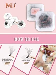 120pcs 3D 5D D-Curl Pre-Made Lash Trays, 8-15mm D-Curl, Suitable For Eyelash Extension, Create Fluffy & Voluminous Lashes, Handmade Loose Premade Lash Clusters - D - View 8