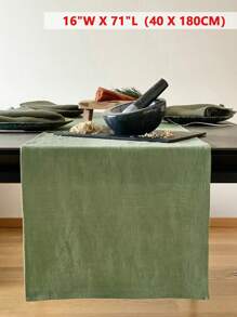 1pc Modern Minimalist Solid Color Absorbent Table Runner, Suitable For Wedding Party, Restaurant, Kitchen, Picnic, Dining Table Decor - Multicolor - View 11