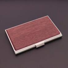 Customizable Metal Black Walnut Business Card Holder, Engraved Logo, Corporate Gift, Meeting & Promotion