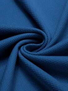 Men's Casual Solid Color Front Zip Short Sleeve Top And Shorts Set - Blue - View 3