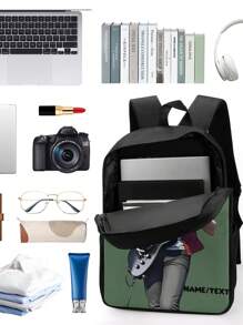 Customized 17-Inch Guitar Graphic Backpack For Boy, Fashion Outdoor Travel Bag, Perfect For Students And Music Enthusiasts