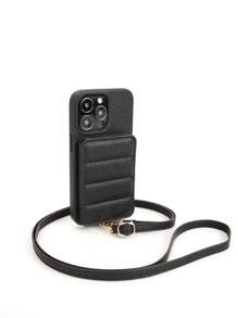 1pc Black Wallet-Style Detachable Shoulder Strap Phone Case With Card Slots & Lanyard Compatible With IPhone 16e/11 Pro Max, IPhone 12 Pro Max, IPhone 13 Pro Max, IPhone 14 Pro Max, IPhone 14 Plus, IPhone 15, IPhone 15 Pro Max, Galaxy S20 Ultra, Galaxy S21 Plus, Galaxy S21 Ultra, Galaxy S22 Plus, Galaxy S23/S24/S25 Ultra, Pixel 5A 5G, Pixel 6 Pro, Pixel 7 Pro, Pixel 8 Pro, Xperia Ace III, Xperia 1 V, Xperia 5 V, Xperia 10 V Waterproof Shockproof Anti-Fall Scratch Resistant