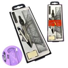 KIT Compass With Rulers Rubber And Graphite Drawing Set School Compass Square Protractor - 附標尺的指南針 - 查看 1