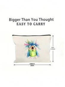 Bolsa de maquillaje de gran capacidad con estilo, bolsa de maquillaje de viaje, bolsa con cremallera de unicolor, bolsa de belleza, bolsa de lona, estampada con un colorido patrón de pájaros, adecuada para almacenamiento diario, despedida de soltera y bolsa de aseo, kit de maquillaje de dama de honor, bolsa de regalo de dama de honor, bolsa de almacenamiento de viaje para bodas con cremallera, bolsa de maquillaje ideal de compras de diseño reciente