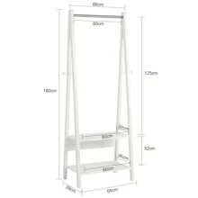 SoBuy White Modern Clothes Rail Stand Rack With Two Storage Shelves, Wood Coat Rack Hanging Rail, FRG59-W - White - View 2