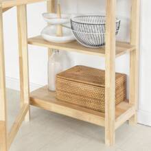 SoBuy FWT70-N Folding Dining Table With Shelf, Rubberwood Dining Table, Folding Kitchen Table, Desk, Wooden Table For Kitchen, Dining Room, Approx. Dimensions (W X H X D): 98 X 126 X 60 Cm - Brown - View 7