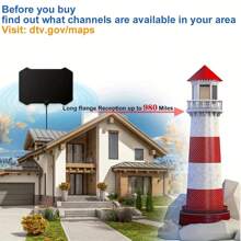 Indoor Digital Smart TV Antenna, Magnetic Base, Portable High-Definition Antenna Amplifier, Enhances Local Channel Signal, Supports 4K 1080p VHF UHF Fire Rod And Satellite Receiving Cable, Suitable For All TV And RV TV Signal Receivers - 黑色 - 查看 10