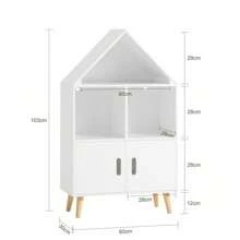 SoBuy KMB58-W KMB58-W, Huisvormig ontwerp Kinderen Boekenkast Boekenplank Speelgoedplank Opbergplank Displayplank Rek met 2 deuren en 3 opbergvakken