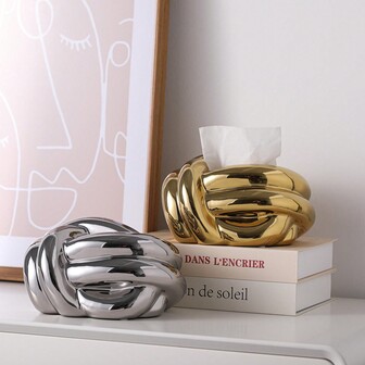 1 件结饰设计陶瓷纸巾盒、纸巾盒盖、餐巾纸分配器容器、趣味纸巾架、纸巾收纳盒，适用于浴室客厅卧室梳妆台台面、家居必需品