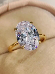 1 件精美 8ct 椭圆形锆石戒指 925 纯银 女士订婚结婚戒指 精美新娘珠宝 周年纪念生日礼物 - 橢圓形戒指-8CT - 查看 2