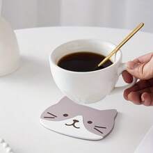 Set Of 5 Silicone Cartoon Cat Shape Coasters - Heat Resistant Coasters For Beverages, Kitchen Gadgets And Home Decor Anniversary Thanksgiving Valentine's Day Birthday Mother's Day Gift For Her