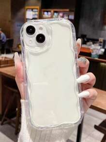 2pcs Cream-Colored Wave Edging Solid Color Protective Phone Case Compatible With Iphone XR /7/8, IPhone 16 /IPhone 16 Pro /IPhone 16 Pro Max /IPhone 15 Pro Max, IPhone 13, IPhone 14, IPhone 11, P12 - Soft TPU Anti-Fall Painted Phone Case