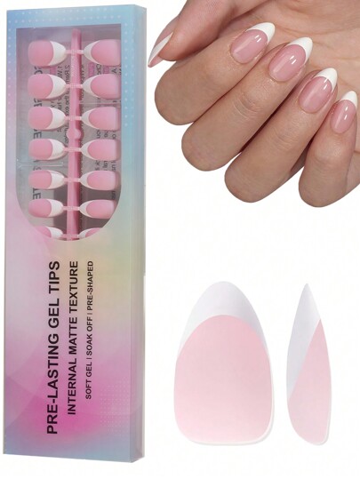 150 قطعة أظافر جل فرنسية قصيرة باللونين الوردي والأبيض، أظافر فرنسية مطفأة مزيفة، أظافر جل زائفة ناعمة، أظافر اصطناعية ب- 15 مقاس، مناسبة لفن الأظافر DIY والصالونات، لوازم أظافر للنساء