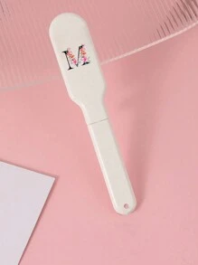 1pc Printed With Orange Pink Flowers And Black Letters Portable Travel Folding Comb, Initial Letters A-Z,Anti-Static Mini Pocket Hair Comb, Hair Styling Tools For Men And Women, Plastic Folding Comb,Travel Hair Brush, Portable Gift Lightweight Compact Small Hairbrush, Pocket Hair Comb For Travel