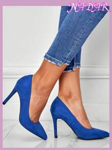 2025新款细尖头高跟鞋，舒适贴脚，适合上班通勤，百搭黑色高跟鞋，性感低帮设计，10CM超高跟 - 寶藍色 - 查看 5