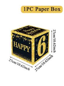 1pc 27cm Numbers 0-9 Black Gold Birthday Box, Numbers 0-9 Black Gold Birthday Box, Happy Birthday Party Room Background Decoration, Black Gold 18th 30th 40th 50th 60th 70th 80th Birthday Gift Box Present Boxes For Birthday Celebrations Supplies, Birthday Photo Props, Birthday Party Gift Favor