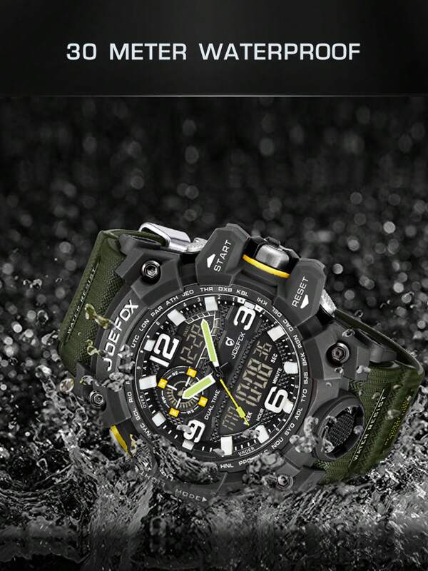 JOEFOX Digital Men Wristwatch, Analog Digital Waterproof Watches For Men, Large Face Dual Display 56 Cm Large Face LED Men's Sports Watch, Men's Outdoor Adventure Watches
