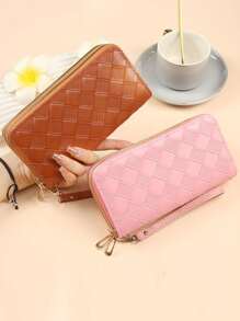 Card Holder Wallet Credit Card Case - Double Layer Women Clutch - Evening Bag - Large Capacity - Solid Color Multi Card Women Wallet - Multifunctional Zipper Quilted Wallet With Strap - Portable Card Holder Coin Purse - Phone Pouch Handbag Gift For Girlfriend Wife Birthday Organized Daily Use For Women Wallet Purse Wallet Long Wallet