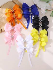 2件/12件女孩蝴蝶结和心形设计发夹套装