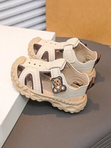 1 Pair Summer New Kids Closed Toe Sandals, Children Soft Bottom Bear Cartoon Sandals, Toddler Anti-Collision Shoes, Caring Companion For Growing Up