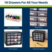 10164 64-Drawer Drawer Storage Cabinet For Garage Organization, Bead Organizer, Storage, Teacher Toolbox, Makeup Organizer, And More, 20-Inch W X 6-Inch D X 16-Inch H, Black