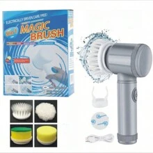 Electric Cleaning Rotary Brush Band, Multiple (With 3 Brush Heads, 4 Brush Heads, 5 Brush Heads) Power Cleaning Brush, Household Rechargeable Handheld Shower Cleaning Brush For Bathroom Wall Tile Floor Bathtub Kitchen