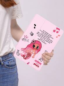 Anime 1pc IPad 10.2", IPad Pro 11" 2021/2020/10th Gen, IPad Mini 4/5/6, Galaxy Tab A8 10.5" 2022, Matepad 10.4", Tablet Mermaid Printed Flat Protective Case, With Pencil Slot, Auto Sleep/Wake Function