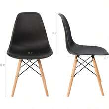 Pre Assembled Modern Style Dining Chair Mid Century Modern DSW Chair, Shell Lounge Plastic Chair For Kitchen, Dining,Bedroom, Living Room Side Chairs Set Of 4 (Black)