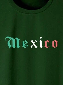 Hombres Camiseta con estampado de letra - Verde - Ver 7