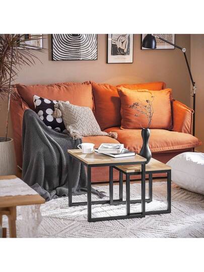 SoBuy FBT42 HG, Nesting Tables, Set Of Coffee Tafel Side End Table, Grijs Zwart view 4