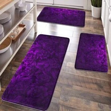 1pc Floral Pattern Bath Mat, Soft Plush Fabric Surface, Home Decorative Anti-Fatigue Floor Mat For Bathroom, Kitchen, Entryway, Classic Luxury Style, Comfortable Underfoot, Relieve Foot Fatigue Home Bathroom Decor Bath Rug Floor Carpet Outdoor Rug Door Mat Fall Decor Bathroom Accessories Back To School Entryway Decor - Purple - View 1