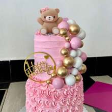 33PCS Bóng trang trí bánh hình gấu hồng với các ngôi sao và đám mây dùng để trang trí tiệc sinh nhật cho bé (Những đám mây trong sản phẩm này sẽ gửi ngẫu nhiên các đám mây màu xanh hoặc trắng), Giáng sinh - Hồng - Xem 4