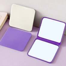 PYAIOVR 2 Stück Kompakter Make-up Spiegel mit 15X Vergrößerung für unterwegs Kleiner Taschenspiegel faltbar und tragbar Lila Beige