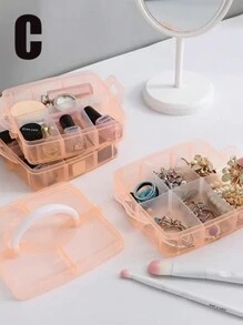 1pc 3-Layer Transparent Plastic Storage Box, Jewelry Box, Jewellery Box, Storage Cabinet, Storage Box, White, Easter Elements, Can Be Used For Cosmetics, Jewelry, Toys, Socks Etc., With Handle Multi-Compartment Component Box Electronic Parts Screw Accessory Tool Sorting Grid Dustproof Large Capacity Hair Accessories Earrings Necklaces Beads Craft Supplies Box, Valentine's Day Gift, Christmas Gift Back To School