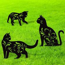 Estatuas y estacas de decoración de jardín metálicas con motivos de gato, perro, gatito, pollo aptas para exterior, resistentes al agua y al óxido, para decoración de jardín y césped, ideales como decoraciones para Día del Padre, Día de la Madre, San Valentín, Navidad, bodas, aniversarios, graduaciones y regalos de inauguración de casa.