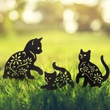 Estatuas y estacas de decoración de jardín metálicas con motivos de gato, perro, gatito, pollo aptas para exterior, resistentes al agua y al óxido, para decoración de jardín y césped, ideales como decoraciones para Día del Padre, Día de la Madre, San Valentín, Navidad, bodas, aniversarios, graduaciones y regalos de inauguración de casa.