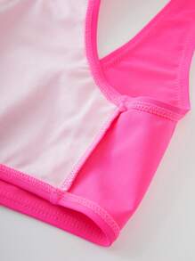 Tween Girl Fuchsia Patchwork Flamingo Print Cutout One-Piece Swimsuit - Hot Pink - View 6