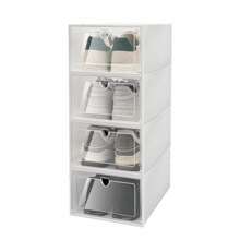 20Pcs Clear Plastic Shoe Storage Boxes, Drawer Stackable Foldable Heart-Shape Gift, PP Material, Simple, Modern Style, 20x Large Foldable Plastic Shoe Storage Boxes - White - View 3