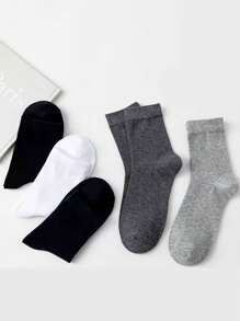 5 pares de calcetines tipo tripulación para hombres, anti-olor y absorbentes del sudor, estilo de negocios, color negro, para primavera/otoño, otoño - Multicolor - Ver 4