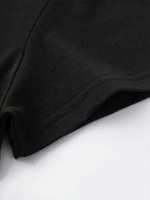 Ladies Spring And Summer Round Neck Fashion Casual Pattern Printed-Shirt - Black - View 4