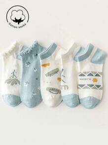 1/3/5/10 Pairs Of Women's Cotton Socks,Short Socks,Invisible Socks,White Socks,Women Socks,Cute Socks,Girls Socks, Autumn/Winter/Spring/Fall/Summer Socks,Mesh Breathable Details, Guide Rail Breathable Hole Design, Moisture Wicking, Soft And Smooth, Suitable For Various Holidays, Sports, Leisure, Business And Other Daily Wear, Can Be Worn All Year Round, Color Combinations Are Random - Multicolor - View 2