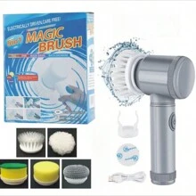 Electric Cleaning Rotary Brush Band, Multiple (With 3 Brush Heads, 4 Brush Heads, 5 Brush Heads) Power Cleaning Brush, Household Rechargeable Handheld Shower Cleaning Brush For Bathroom Wall Tile Floor Bathtub Kitchen