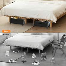 Under Bed Storage With Wheels 1pc And 2pcs, Under Bed Storage Containers, Large Under Bed Rolling Storage With Lid, Bedroom Storage Organizer For Clothes, Shoes, Toys, Books, Blankets BLACK And Gery., Under-Bed Storage - 1件黑色 - 查看 9