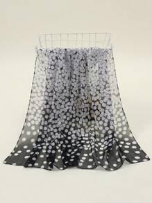 1pc Women Spring Polka Dot Ombre Chiffon Printed Scarf, Fashion Minimalist, Casual Versatile Headscarf, Suitable For Daily Wear, All Season - 06-black - View 2