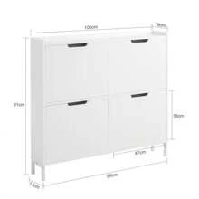 SoBuy 4 Flip-Drawers Shoe Cabinet Shoe Rack Shoe Storage Cupboard Organizer Unit White W100 X D19 X H91cm FSR100-W - White - View 5