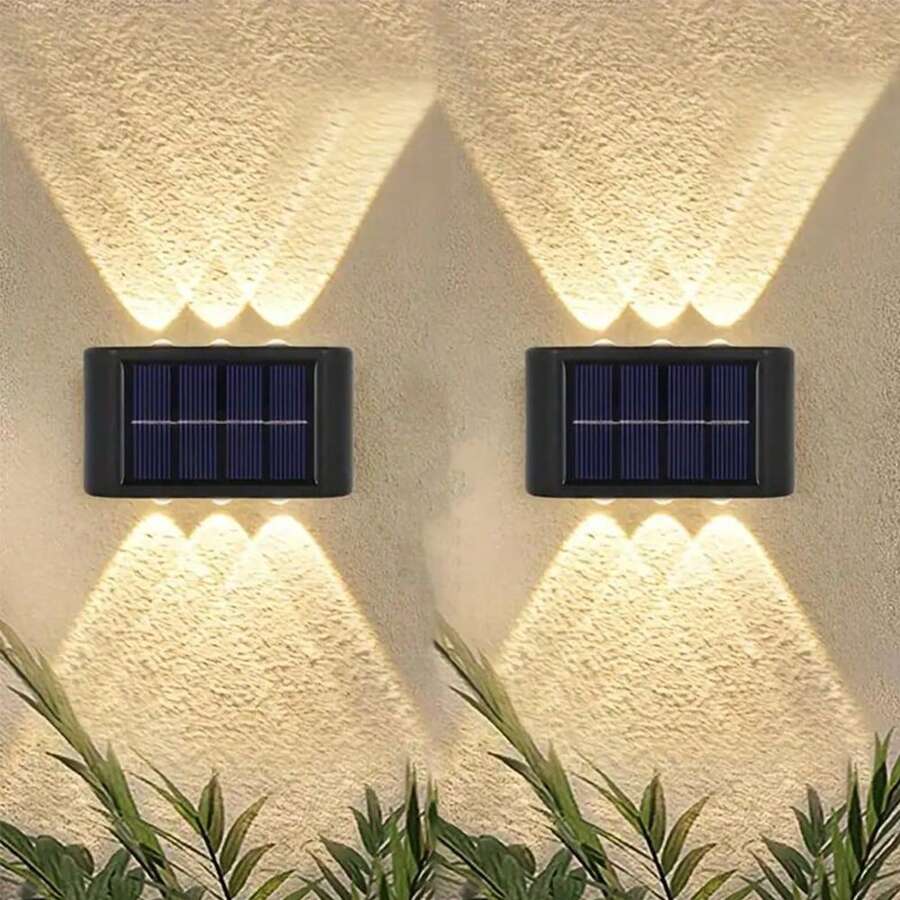 2入 4/6/8/10/12/14/16 LED 太陽能燈,防水,適用於戶外太陽能洗牆燈、陽台裝飾投射燈、氛圍壁燈 - 黑色 - 查看 1
